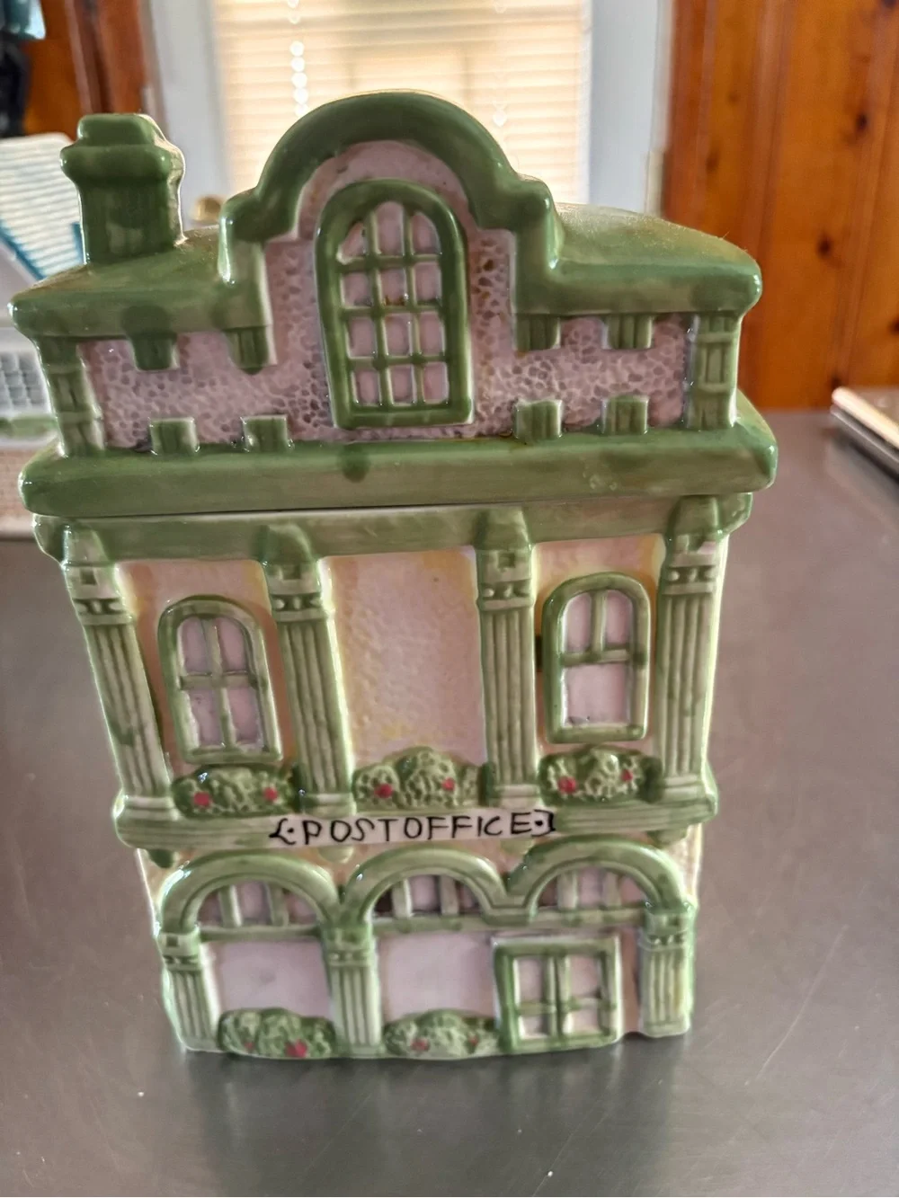 Ceramic Post Office Building Cookie Jar